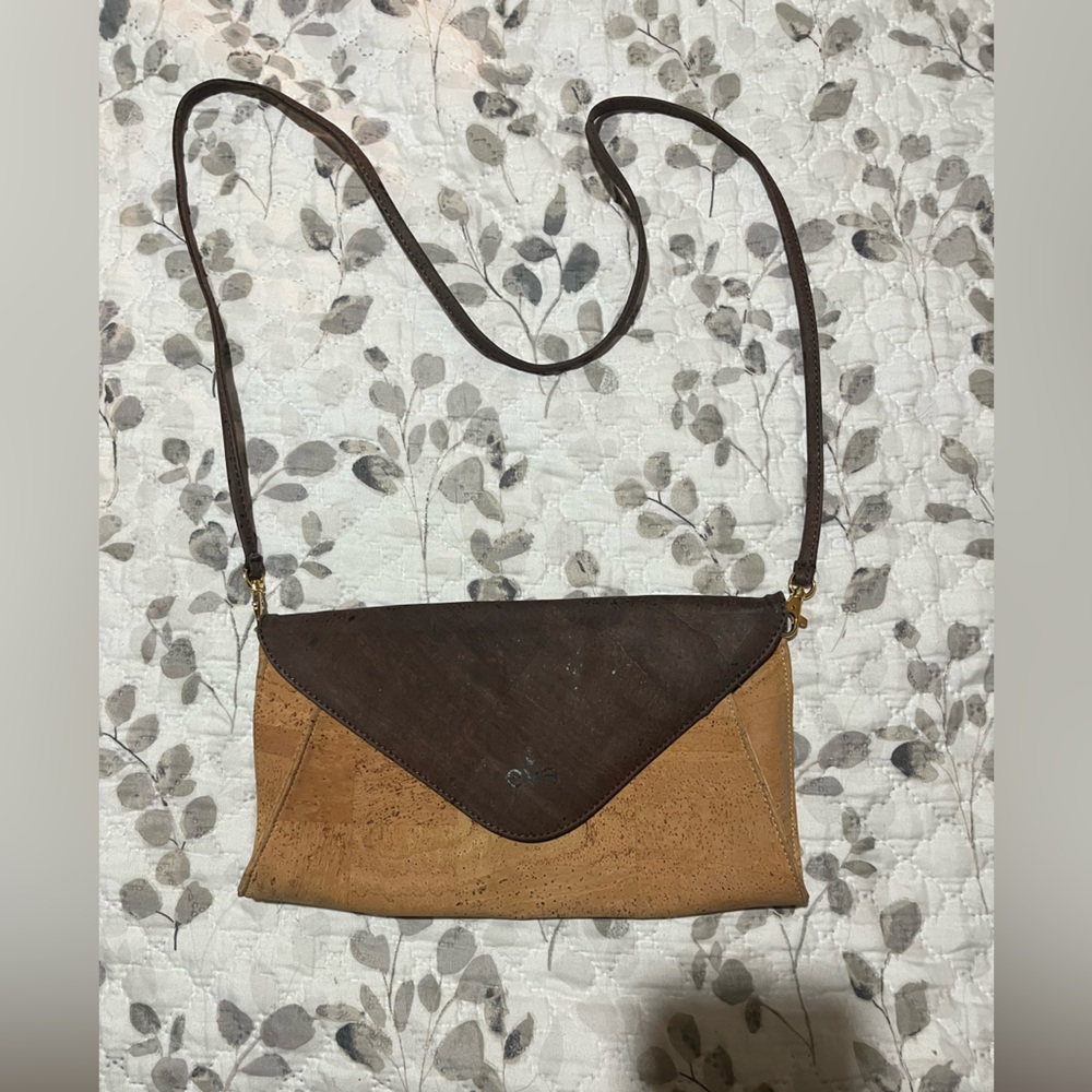 Eve Brown and Tan Cork Boho Crossbody Bag